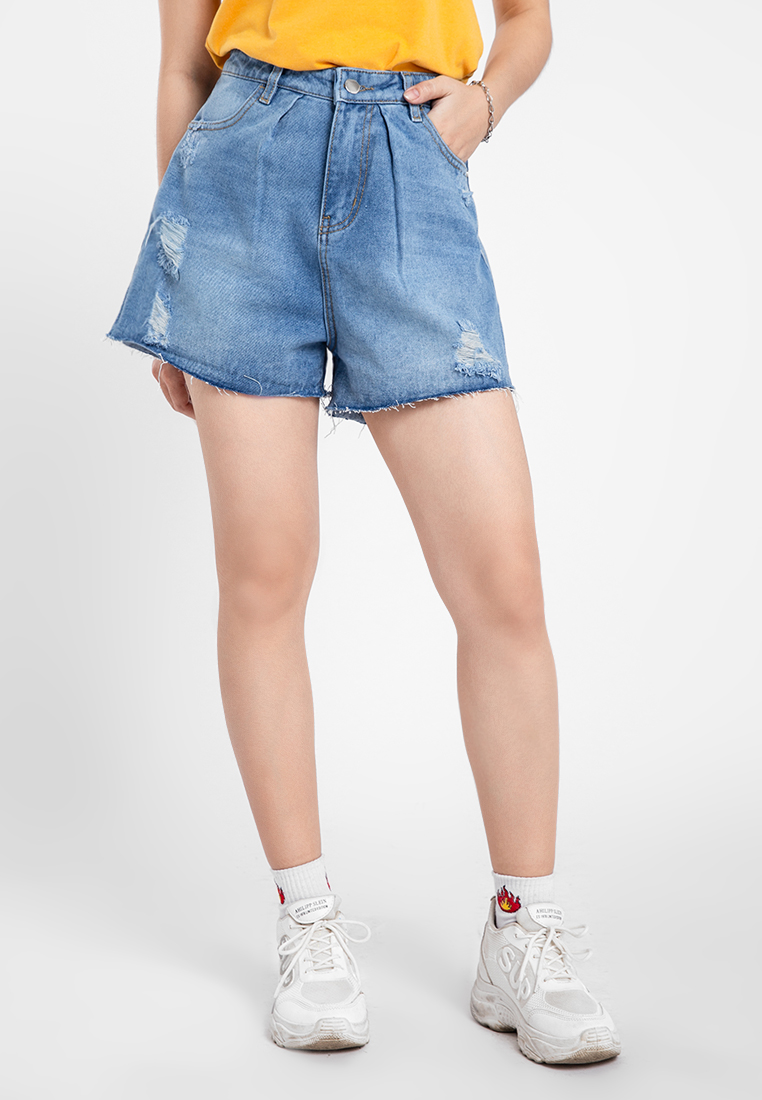 Quần jean nữ short cào rách thời trang JONNY SON HMT00120XS