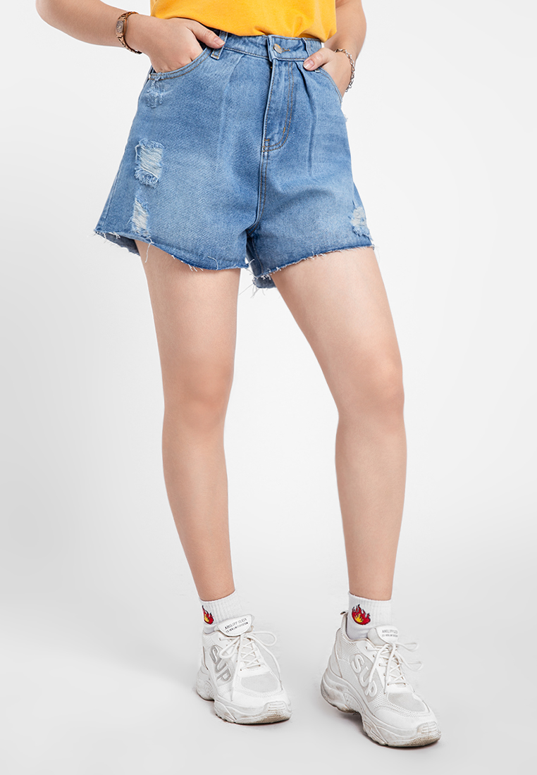 Quần jean nữ short cào rách thời trang JONNY SON HMT00120XS